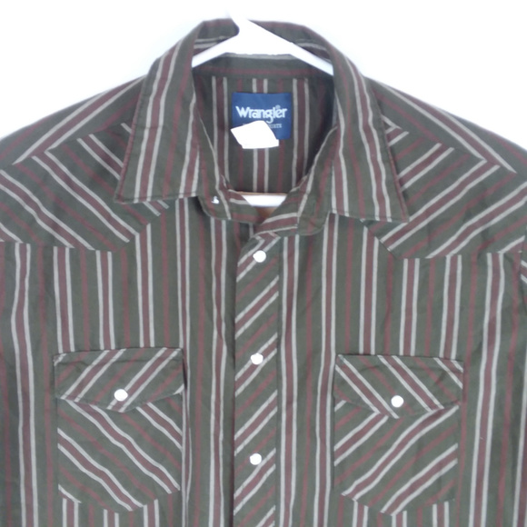 Wrangler Men's Pearl Snap XL Shirt Olive Green - Picture 2 of 4